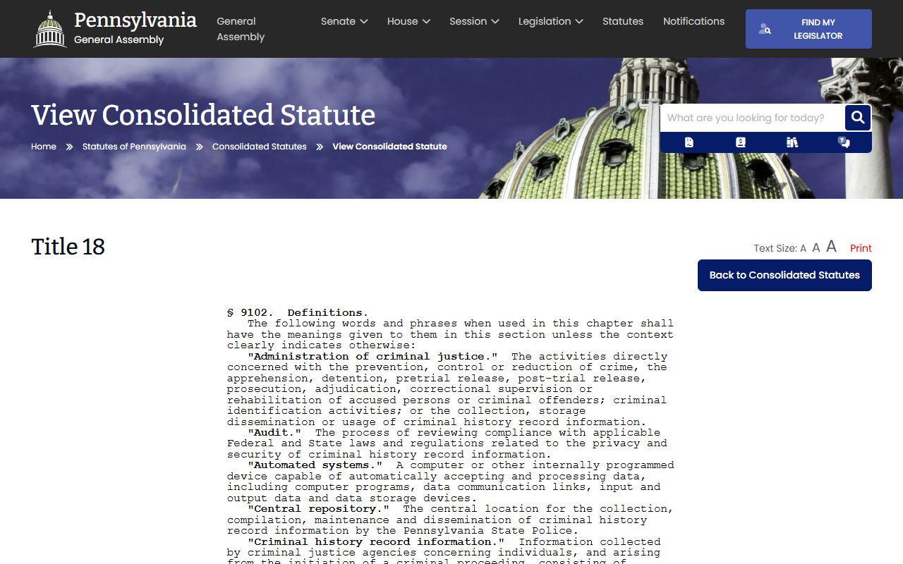 Adams County criminal court records CHRIA definitions