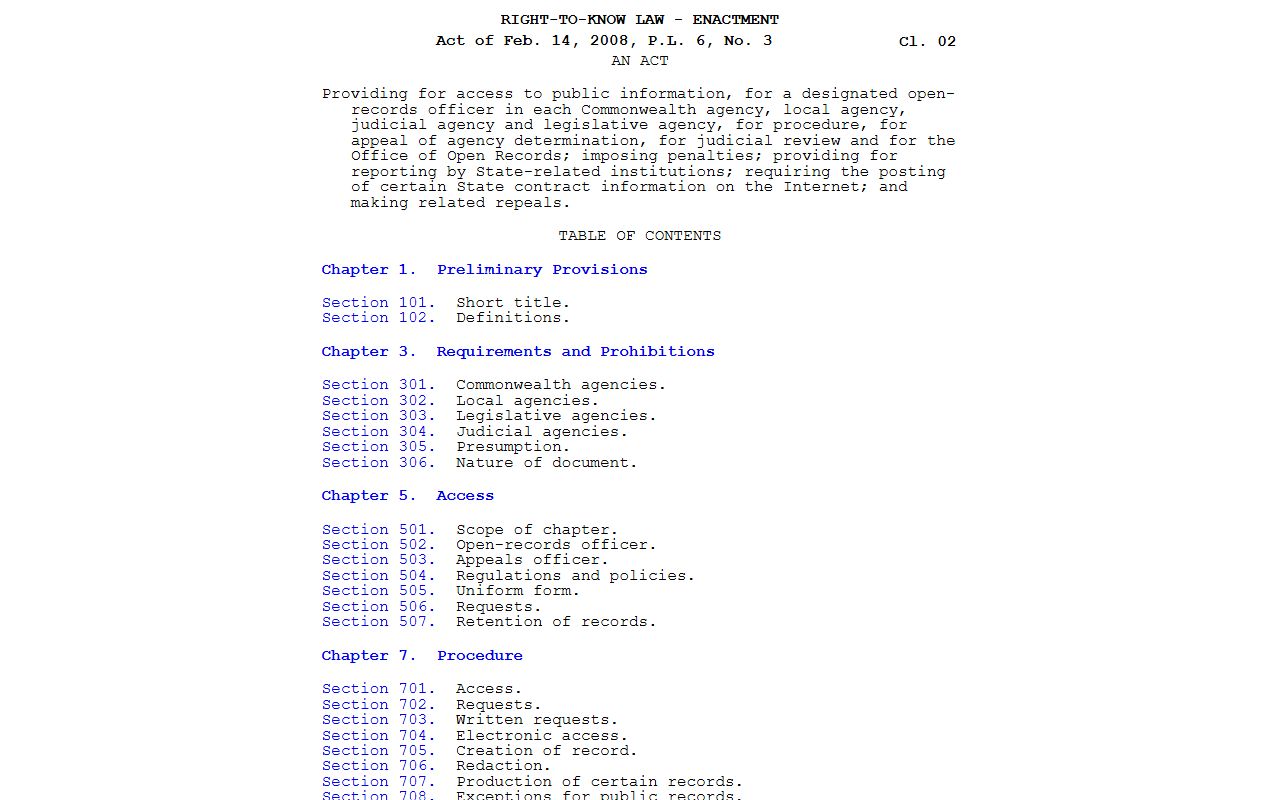 Adams County court records Pennsylvania Right-to-Know Law